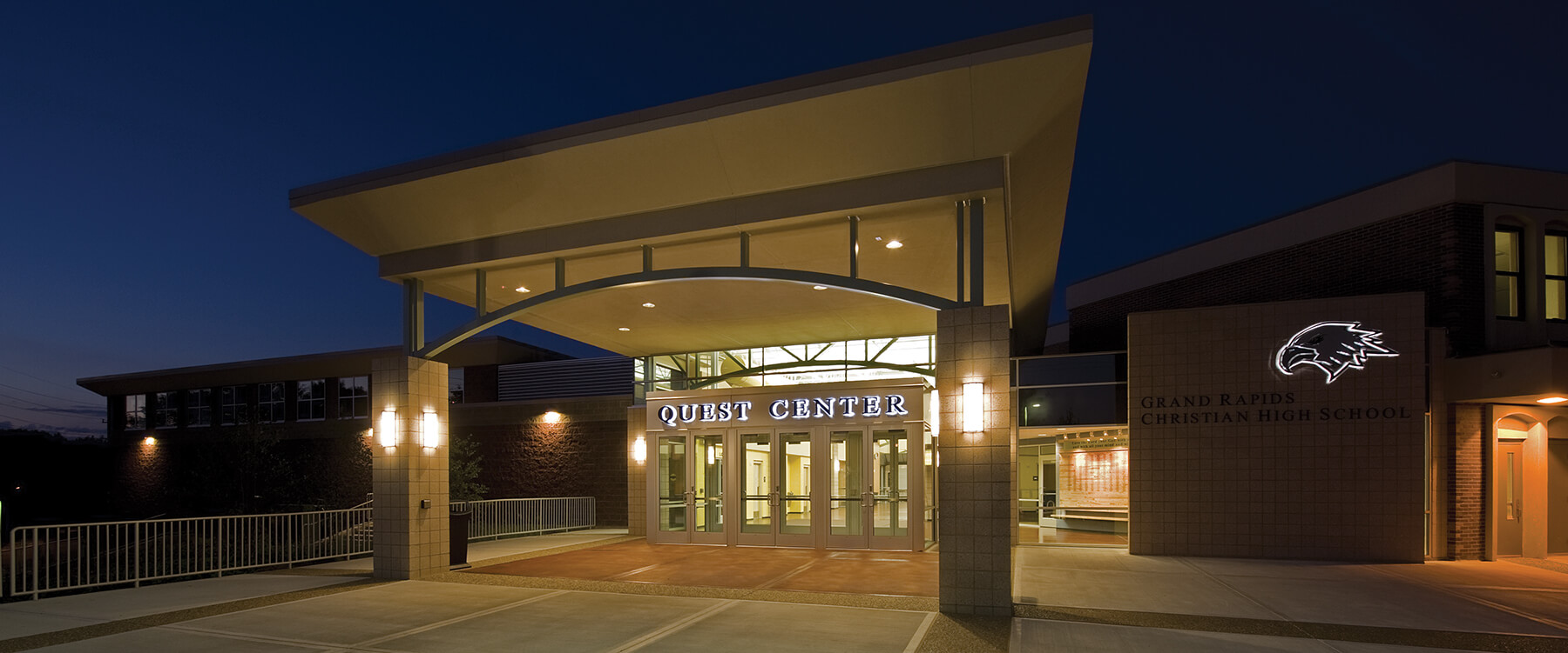 GRCHS Quest Center at dusk