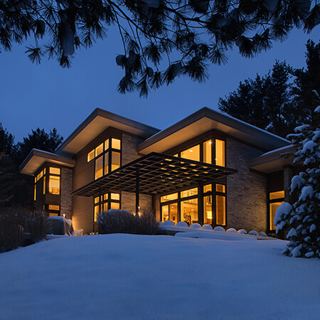 contemporary MI Home winter exterior